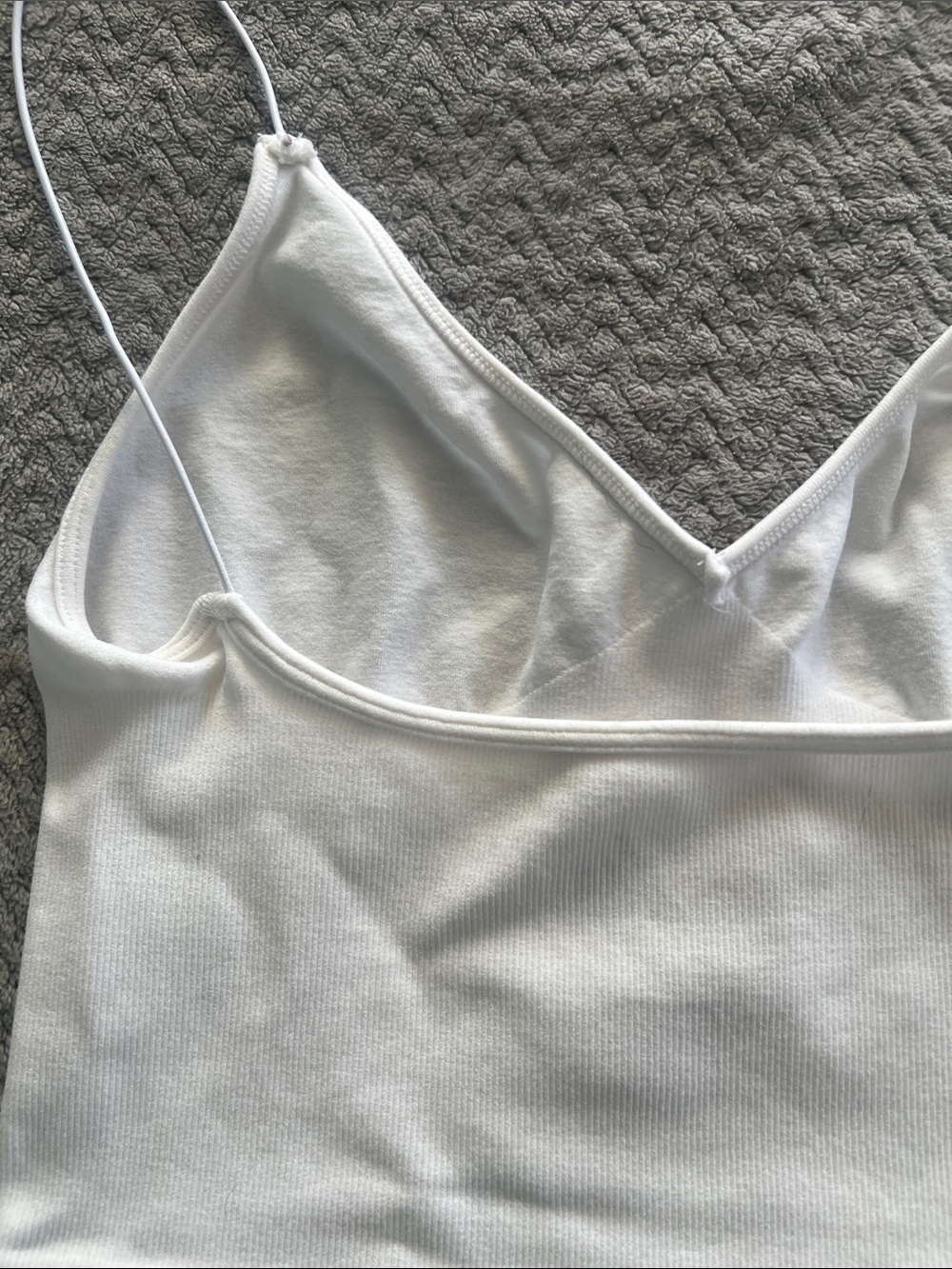 Free People Intimates V-Neck Cropped White Spaghetti Strap Tank Top Size Medium - Picture 6 of 6